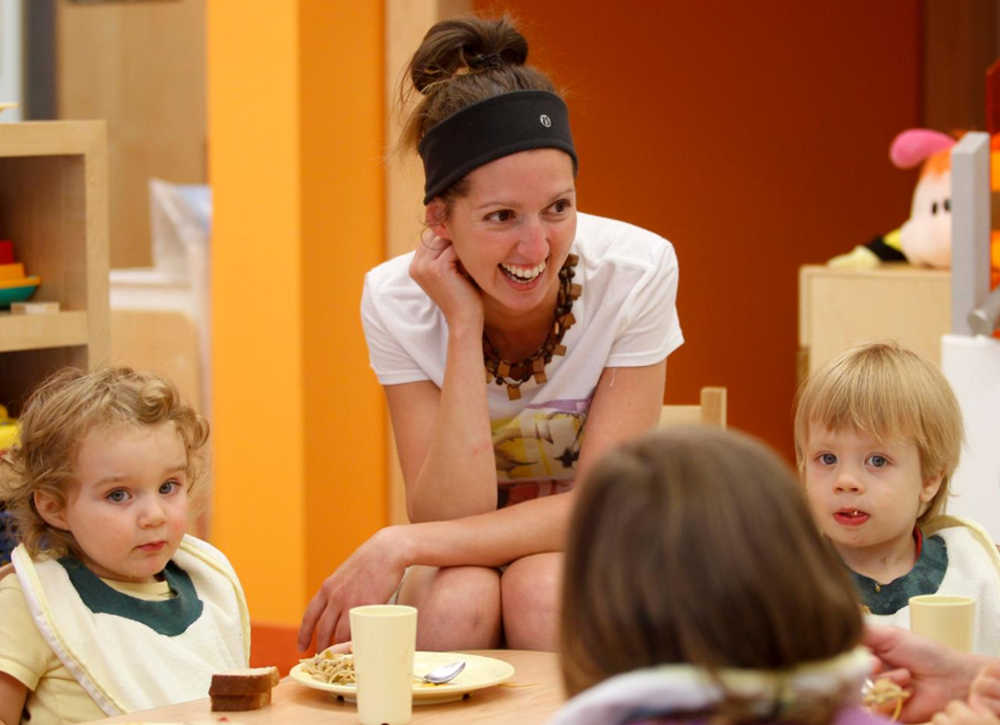 Child care worker with toddlers